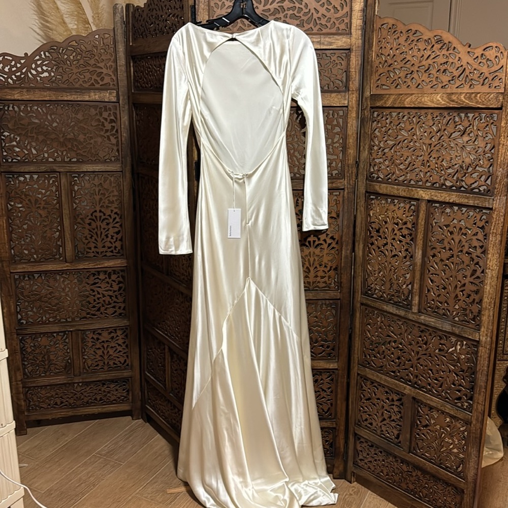 NWT NEW reformation ADWEN white ivory silk maxi wedding dress gown - Picture 6 of 6